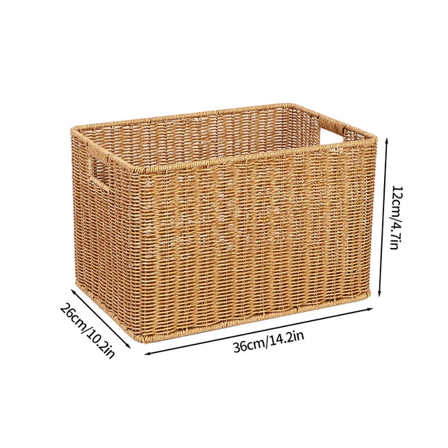 Rattan Straw Storage Basket Japanese Hand-woven Sundries Organizer Baskets Large Capacity Laundry Container Bathroom Organizer
