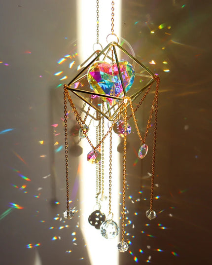 Sun Catchers Crystal Pendant Window Wind Chime Star Moon Light Catchers Rainbow Chaser Plated Colorful Hanging Drop Garden Decor