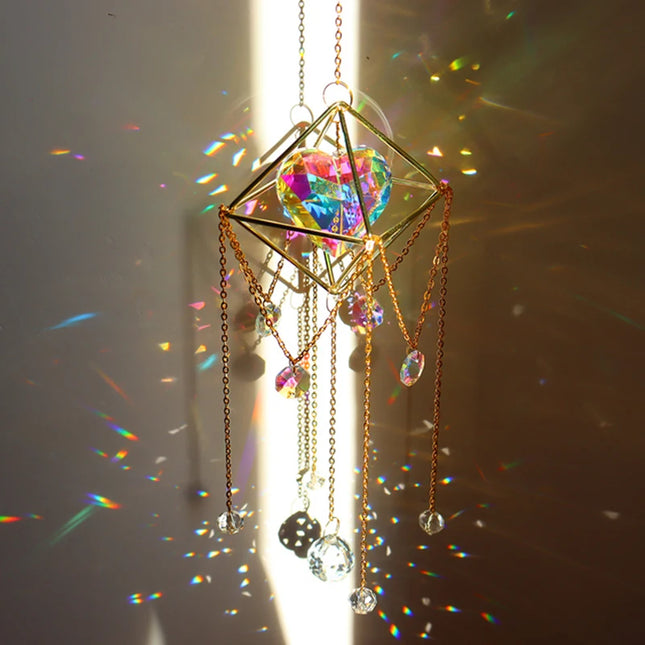 Sun Catchers Crystal Pendant Window Wind Chime Star Moon Light Catchers Rainbow Chaser Plated Colorful Hanging Drop Garden Decor