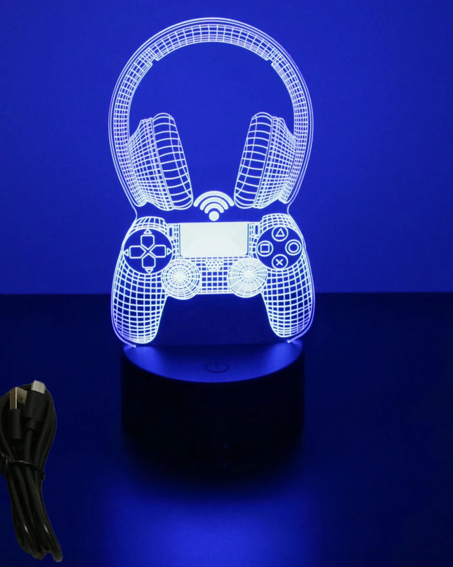 Neon Gamer 3D LED Night Light - RGB Cartoon Lamp for Bedroom
