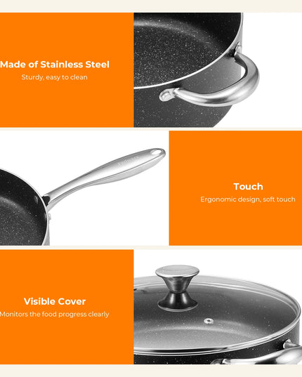 10-Piece Nonstick Pots and Pans Set - Induction Compatible Cookware