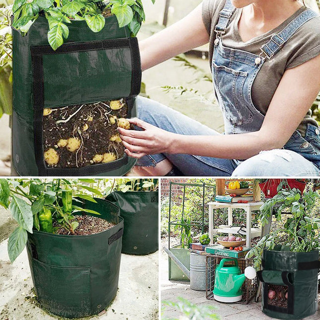 1PC Potato Grow Bag PE Vegetable Onion Planting Bag with Handle Thickened Garden Carrot Taro Peanut Growing Bag Waterproof