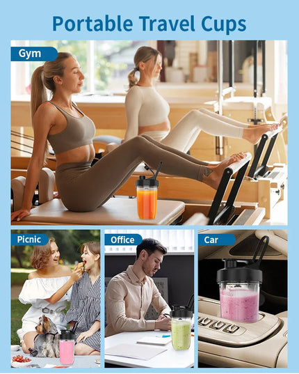 Portable 450W Personal Blender - Easy Cleaning for Smoothies & Shakes