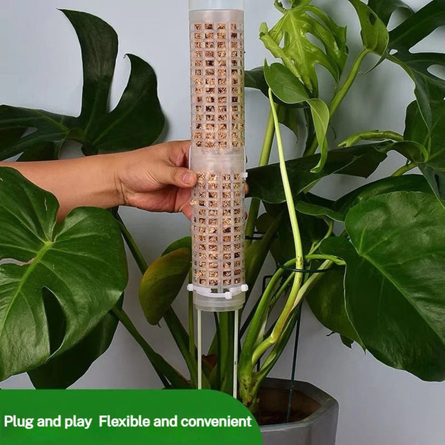 Stackable Plastic Plant Support Stakes - Self-Watering Moss Pole Trellis