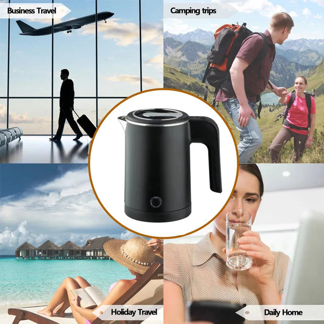 OEING Portable Electric Travel Teapot - Stainless Steel Coffee Maker