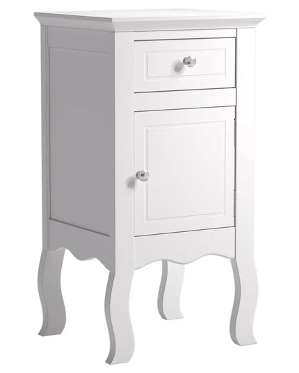Haodirect Modern Wooden Side Table with Drawer - Curved Legs Design