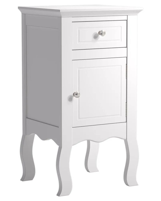 Haodirect Modern Wooden Side Table with Drawer - Curved Legs Design