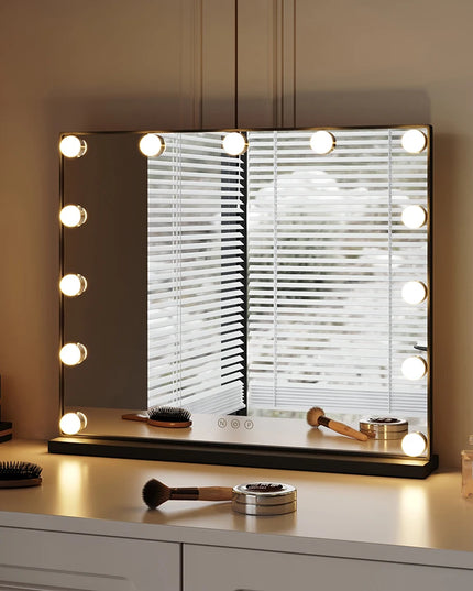 Modishion Rectangular LED Makeup Mirror - Adjustable Brightness & Colors