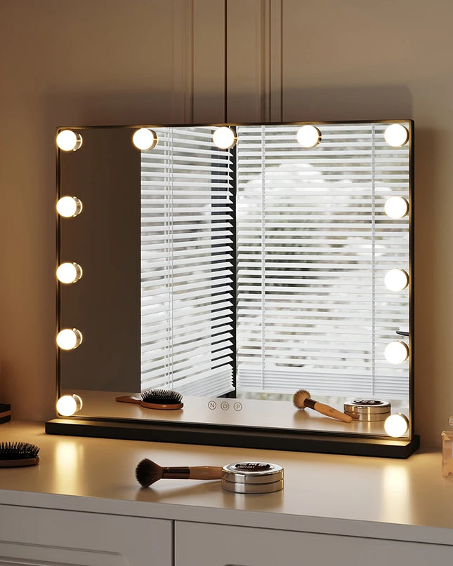 Modishion Rectangular LED Makeup Mirror - Adjustable Brightness & Colors