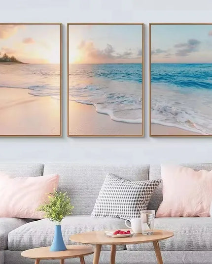 Seascape Blue Canvas Print - Modern Beach Landscape Wall Art Decor