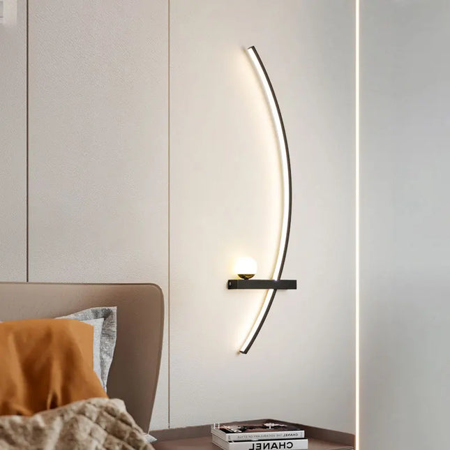 Modern Black Gold Wall Lamp - Minimalist Luxury Lighting for Living Room