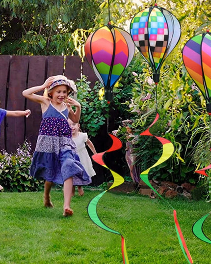 Rainbow Hot Air Balloon Wind Spinner - Vibrant Garden Decor Twister