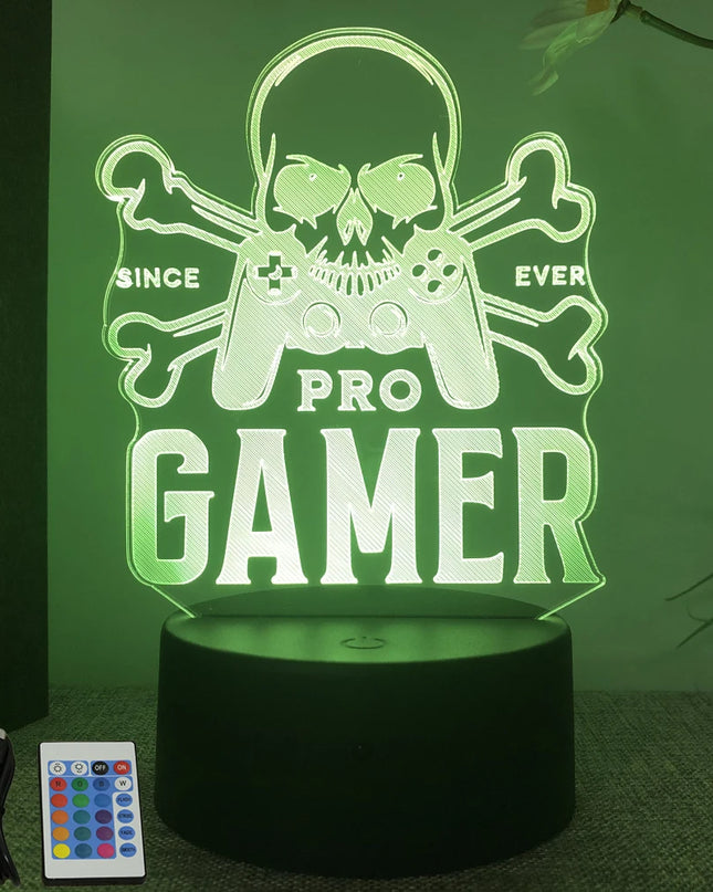 Neon Gamer 3D LED Night Light - RGB Cartoon Lamp for Bedroom