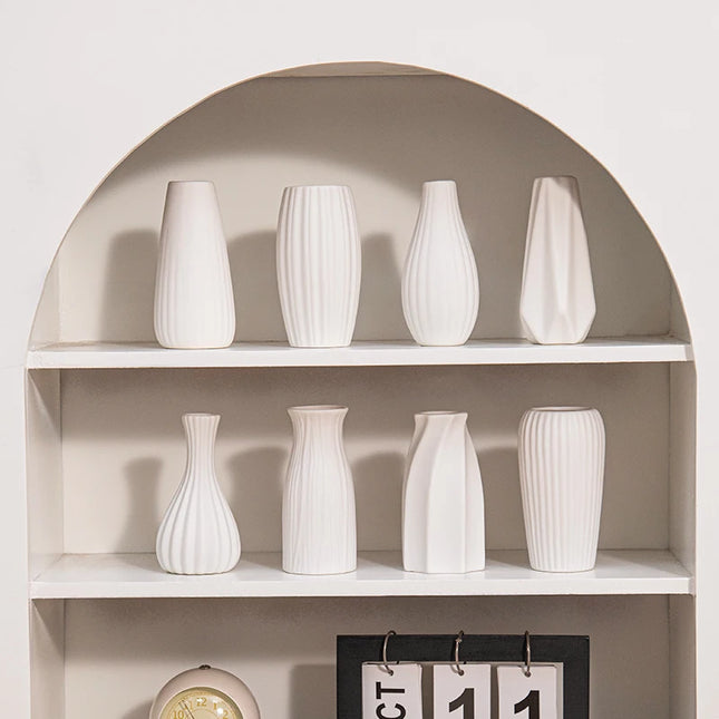 White Ceramic Nordic Vases - Elegant Decorative Flower Arrangements