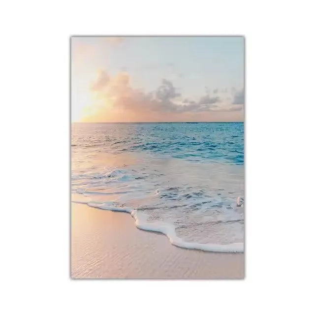 Seascape Blue Canvas Print - Modern Beach Landscape Wall Art Decor