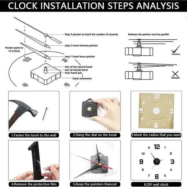 Creative Frameless DIY Wall Clock Wall Decoration