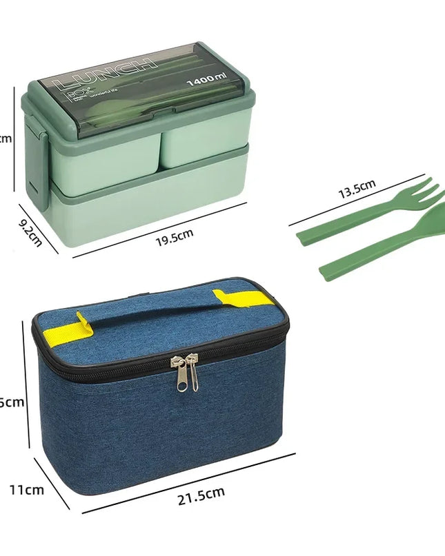 Double Layer Lunch Box with Storage Bag, Leakproof