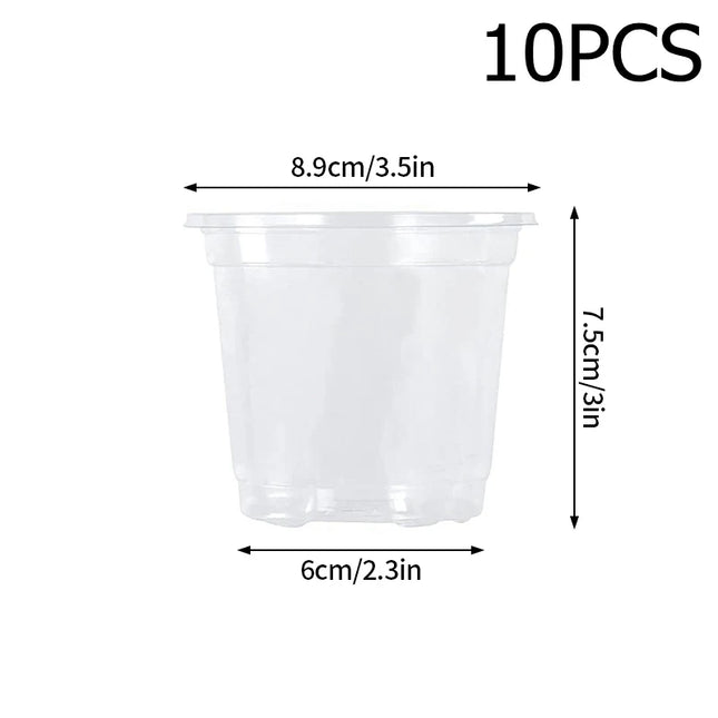 Transparent Flowerpot Nursery Pots - Thickened Plastic Planters, Drainage Hole
