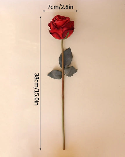 French Curled Rose Fake Flowers - Elegant Silk Bouquet for Home Decor
