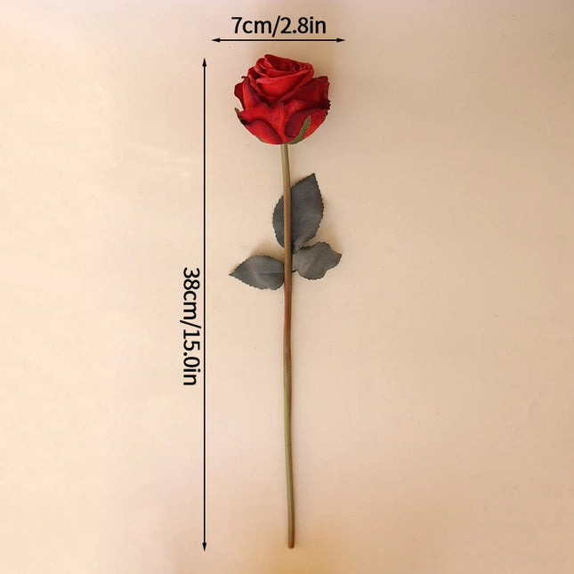 French Curled Rose Fake Flowers - Elegant Silk Bouquet for Home Decor