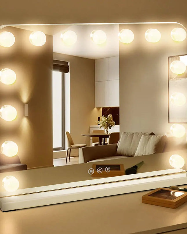 Modishion HD LED Makeup Mirror - 15 Bulbs, 3 Dimming Modes