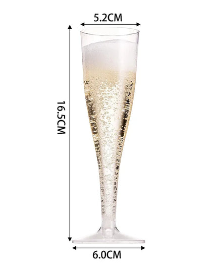 25/50Pcs Clear Champagne Flutes 5oz, Plastic Glitter Champagne Flutes