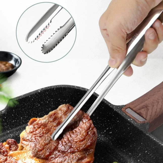 2Pcs Kitchen Tongs Stainless Steel Barbecue Tongs