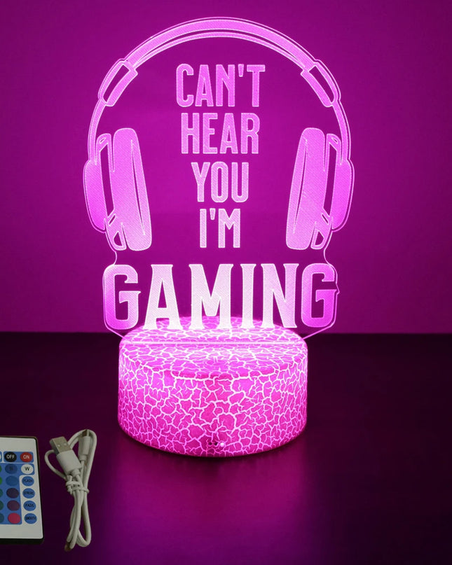 Neon Gamer 3D LED Night Light - RGB Cartoon Lamp for Bedroom