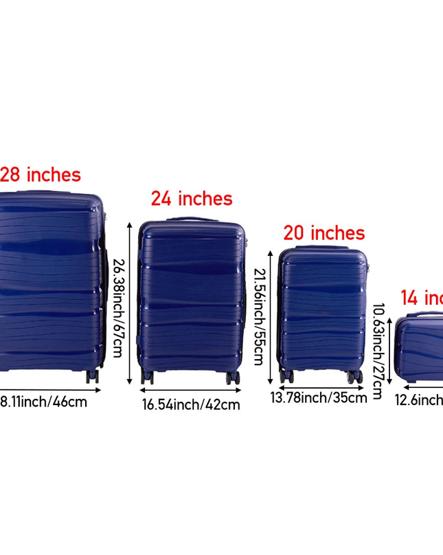 Modishion 4-Piece Travel Trolley Suitcase Set - Lockable & Lightweight