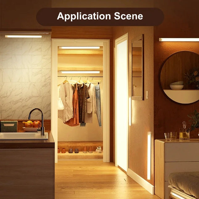 LED Motion Sensor Strip Light 
Wireless Sensor Night Light 
USB Rechargeable Detector Light Wall Lamp for Kitchen Cabinet and Storage
