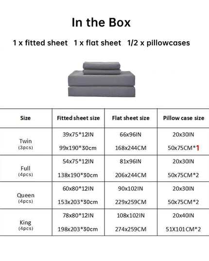 Anqianny 4-Piece Solid Bedding Set - Waterproof Fitted Sheet & Pillowcases