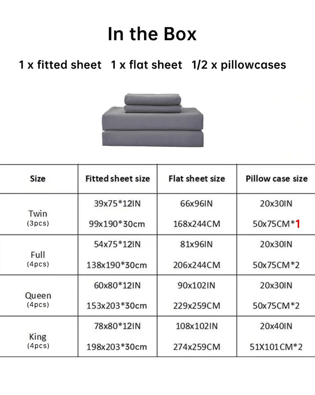 Anqianny 4-Piece Solid Bedding Set - Waterproof Fitted Sheet & Pillowcases