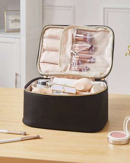 Modishion Double Zipper Travel Cosmetic Bag - Large Capacity & Versatile
