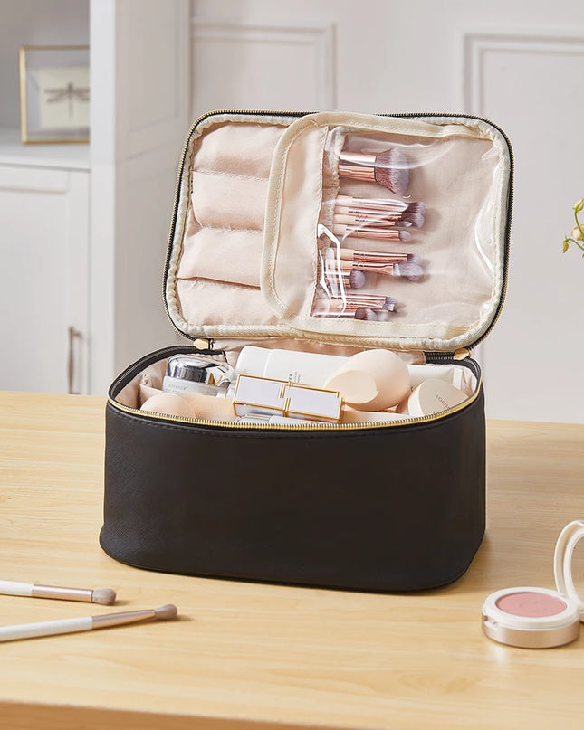 Modishion Double Zipper Travel Cosmetic Bag - Large Capacity & Versatile