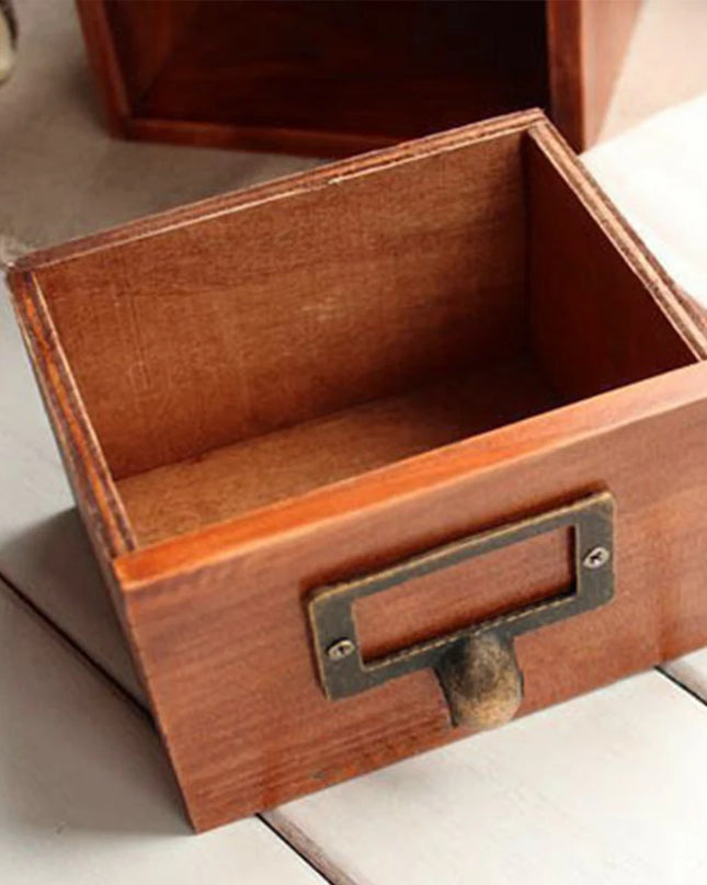 Modishion Retro Wooden Drawer Organizer - 3-Layer Storage Cabinet