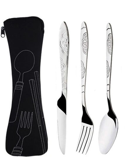 Portable Stainless Steel Dinnerware Set - 3Pcs/4Pcs/7Pcs Cutlery Kit