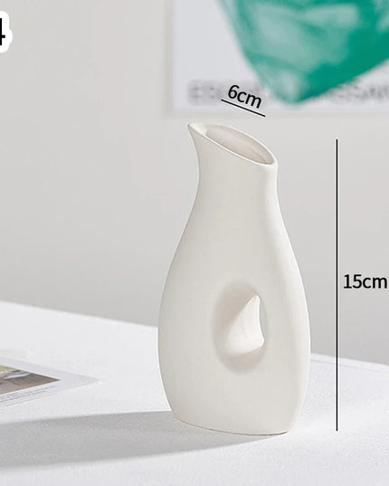 Nordic Ceramic Vase - Circular Hollow Donut Style for Home Decor