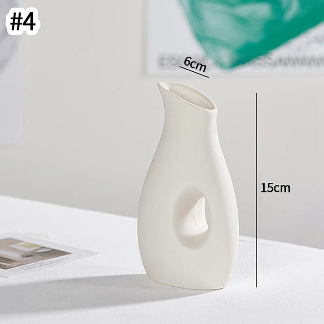 Nordic Ceramic Vase - Circular Hollow Donut Style for Home Decor