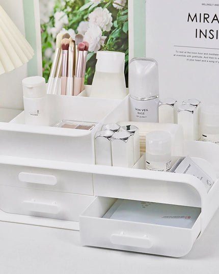 Modishion Multifunctional Cosmetic Storage Box - 9 Compartments, 3 Drawers