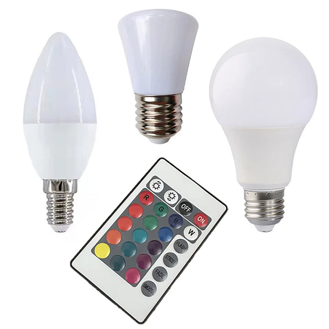 16 Colors RGB Bulb LED Multicolor Bulb E27 Base 220V Household Lighting Dimmable 
24 Key Remote Control Atmosphere Neon Light