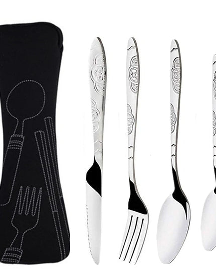 Portable Stainless Steel Dinnerware Set - 3Pcs/4Pcs/7Pcs Cutlery Kit
