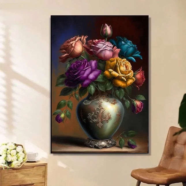 Vintage Flower Canvas Prints - Retro Yellow Pink Home Wall Art Decor