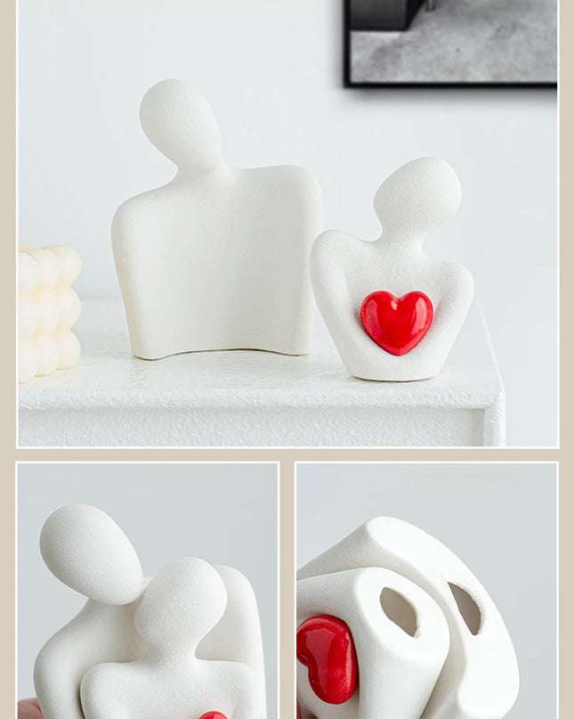 Ceramic Couple Ornaments - Modern Room Decor for Bedroom & Office