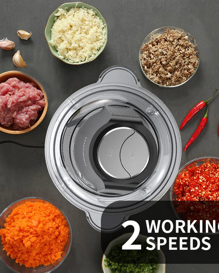 GUOHE 350W Food Processor - Stainless Steel Bowl, 3 Speed Modes