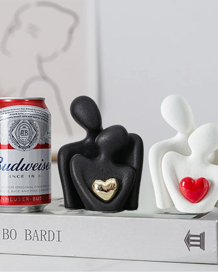 Ceramic Couple Ornaments - Modern Room Decor for Bedroom & Office