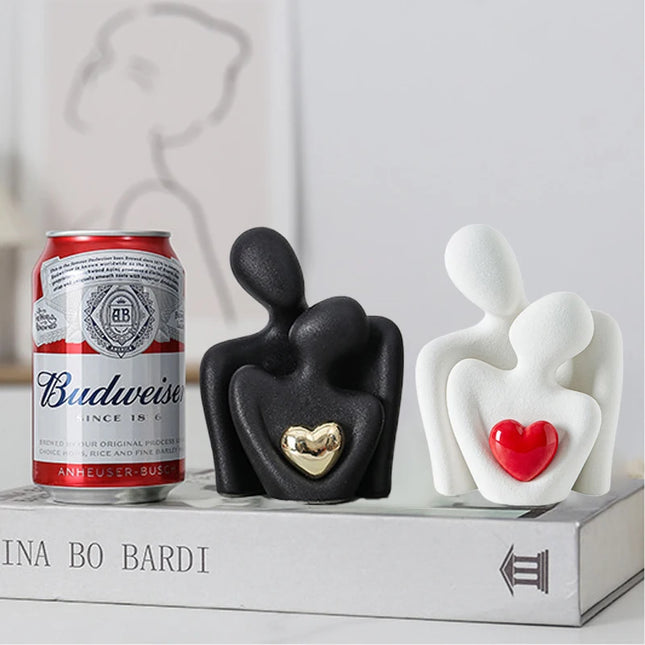 Ceramic Couple Ornaments - Modern Room Decor for Bedroom & Office