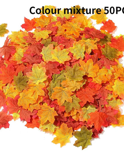 50-200Pcs Artificial Maple Leaves - Silk Decor for Weddings & Parties