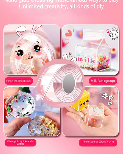 PET Nano Glue Double Sided Tape 
Blow Bubbles Full Set of Nano Tape
Bubble Blowing Decompression Toy Stickers