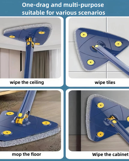 Triangle 360 Adjustable Telescopic Cleaning Mop - Eco-Friendly Brush Tool