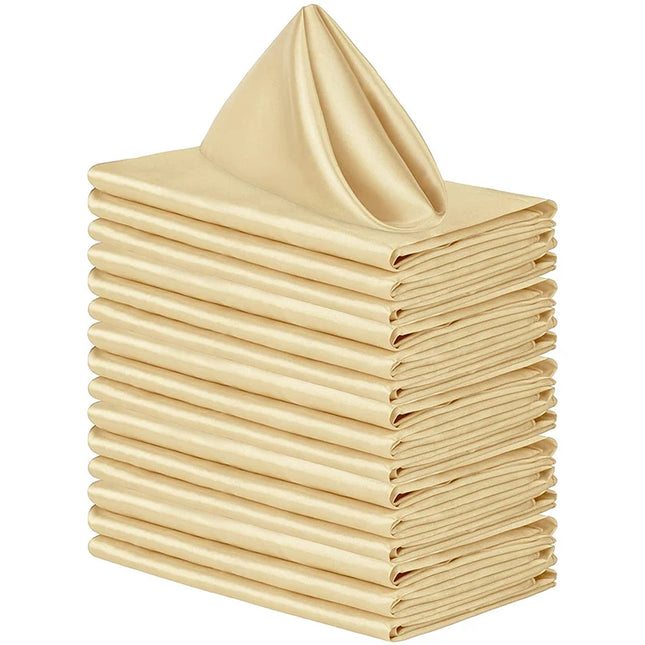 12pcs Satin Cocktail Napkins - 30x30cm Hemstitched Table Decor